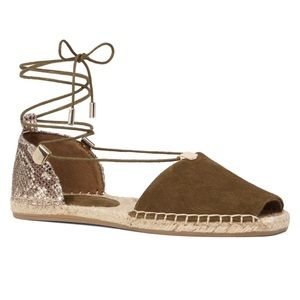 Aldo Snakeskin & Suede Lace-Up Peep Toe Espadrilles
